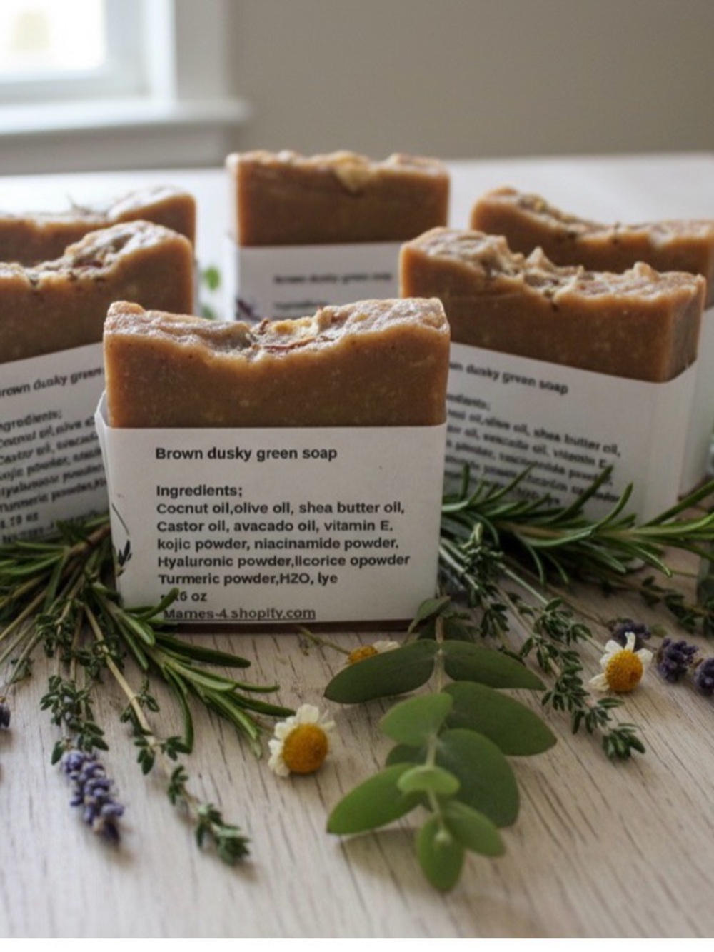 Handmade Brown Dusky Green Soap - Natural Bath & Body